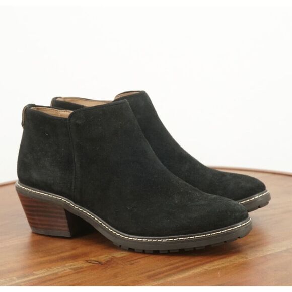 Sam Edelman Womens Pryce Ankle Boots Black Suede Block Heel Zip Up Size 6.5M - Picture 1 of 10